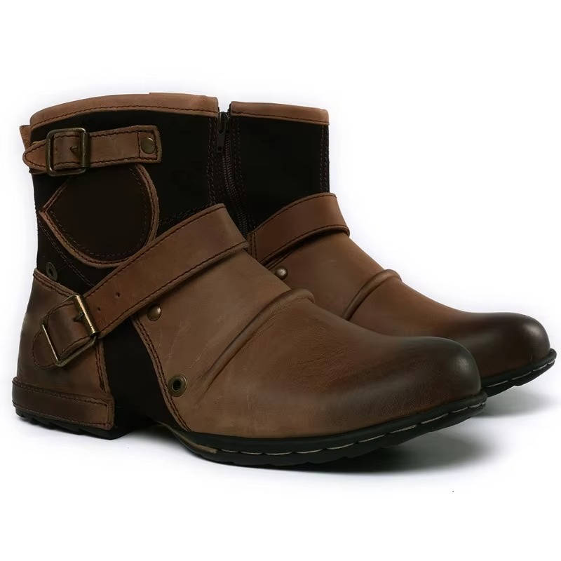 Stylish Casual Ankle Boots for Men with Buckle Detail