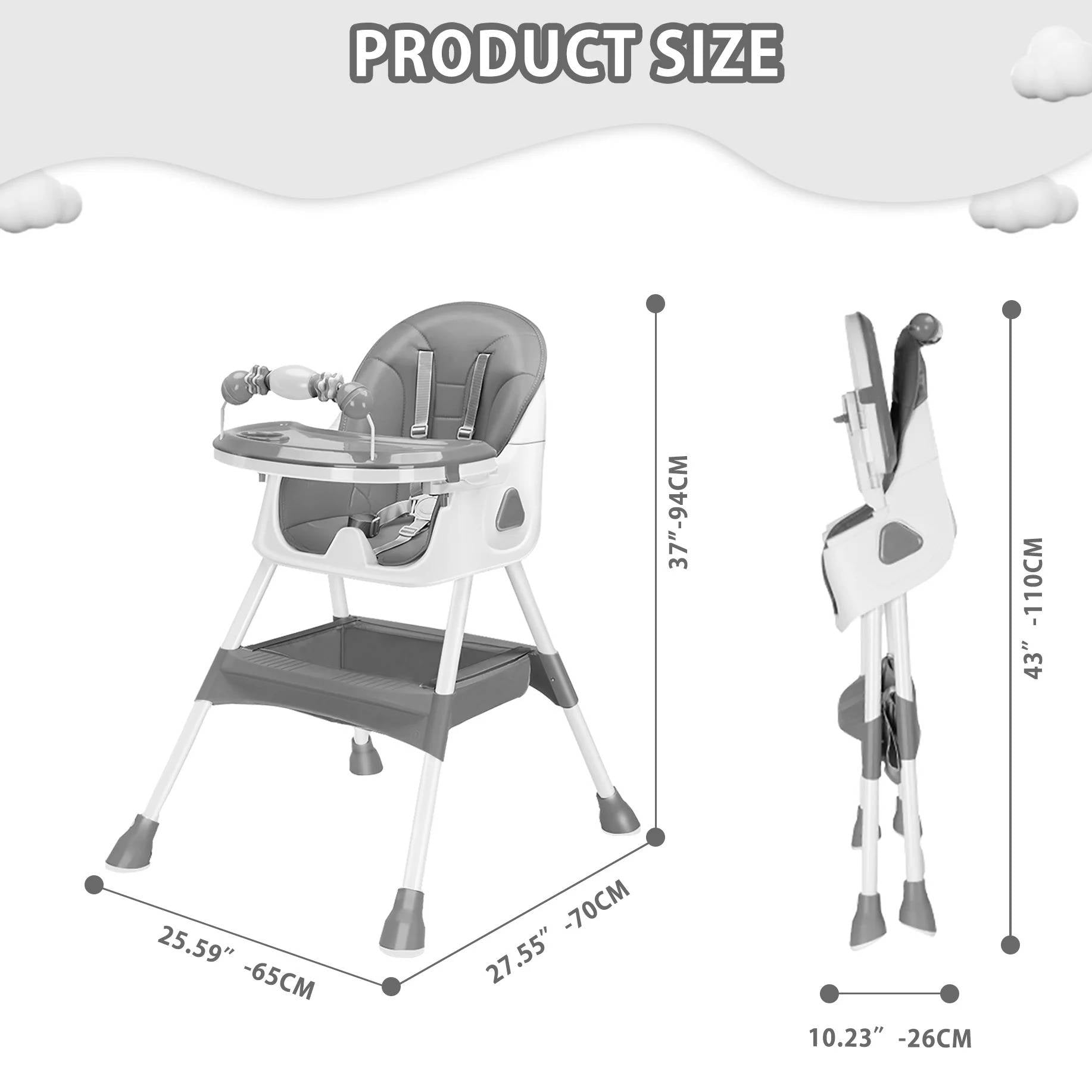 Compact Folding High Chair for Growing Toddlers