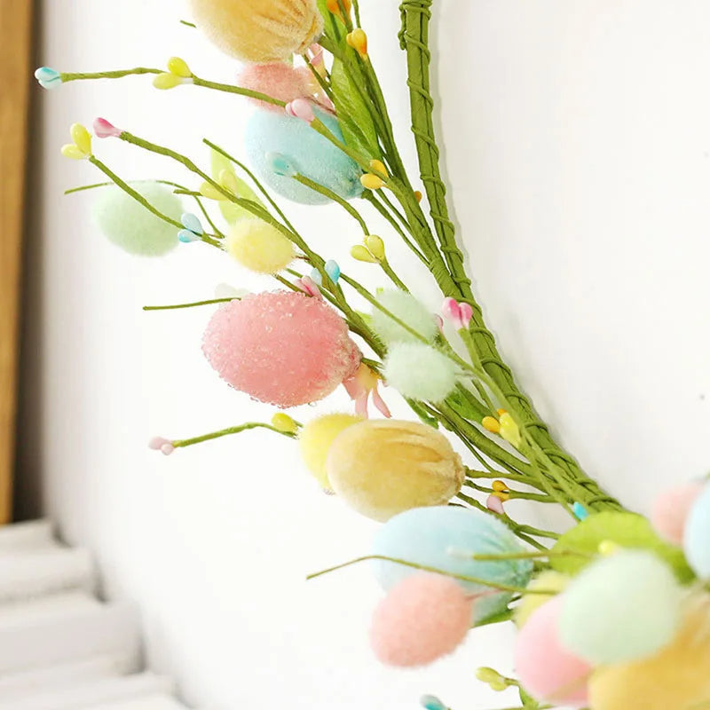 Vibrant Springtime Floral Wreath with Easter Accents