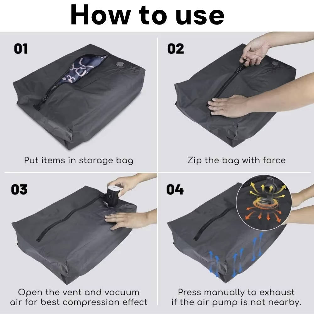 Portable Compression Pump with Two Space-Saving Bags