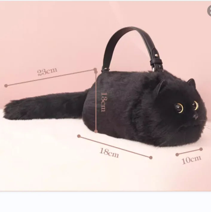 Charming Feline-Inspired Plush Shoulder Bag