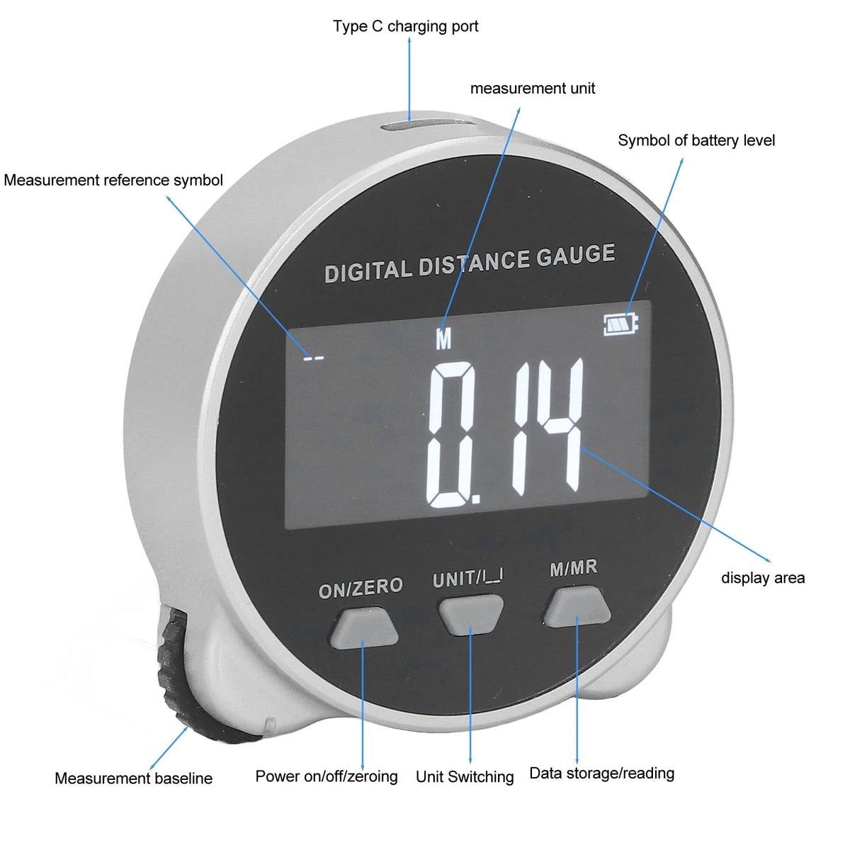 Precision Digital Measuring Tape with Clear LCD Screen