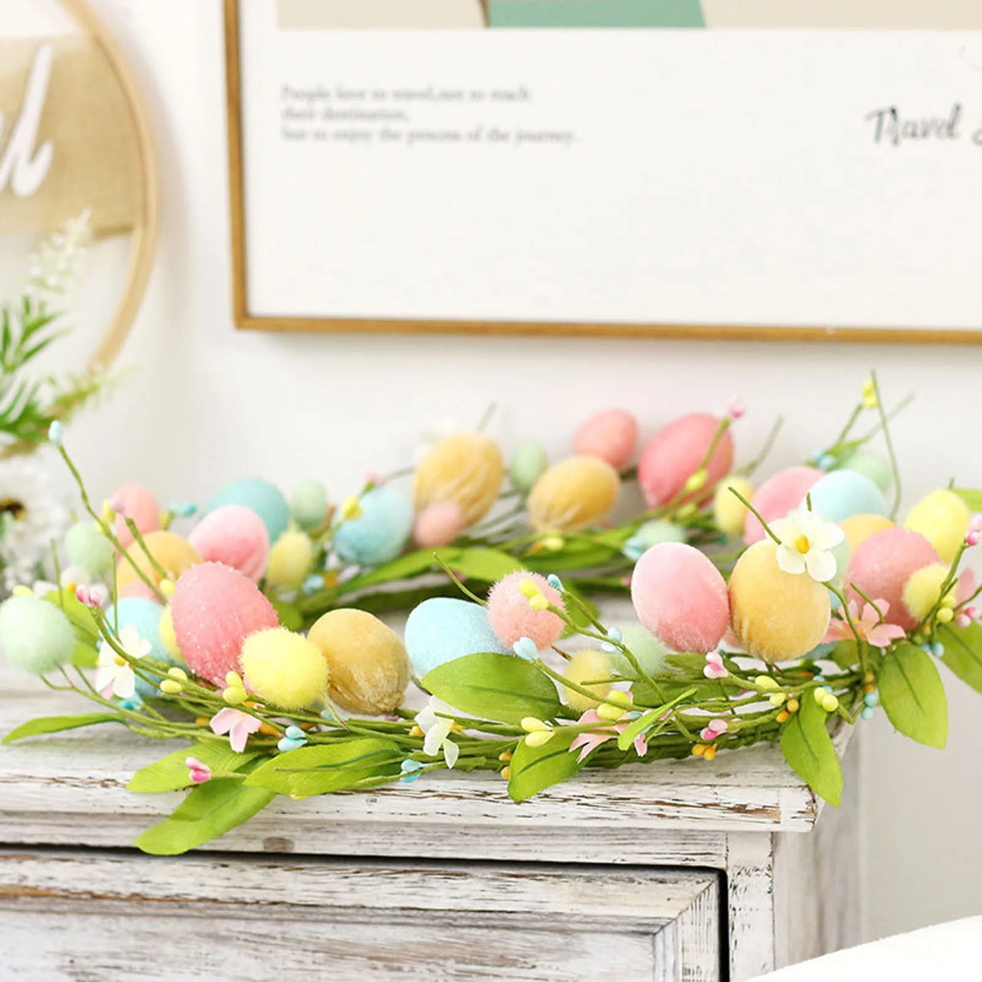 Vibrant Springtime Floral Wreath with Easter Accents