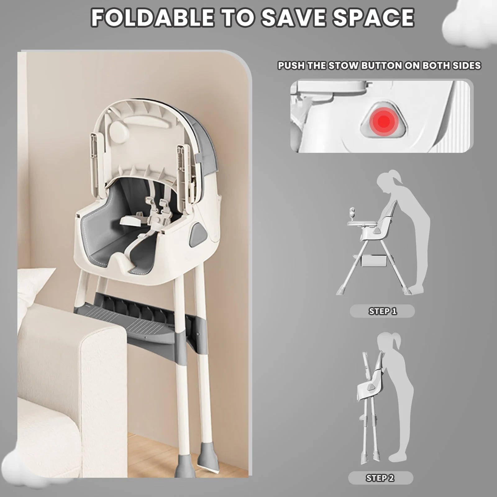 Compact Folding High Chair for Growing Toddlers