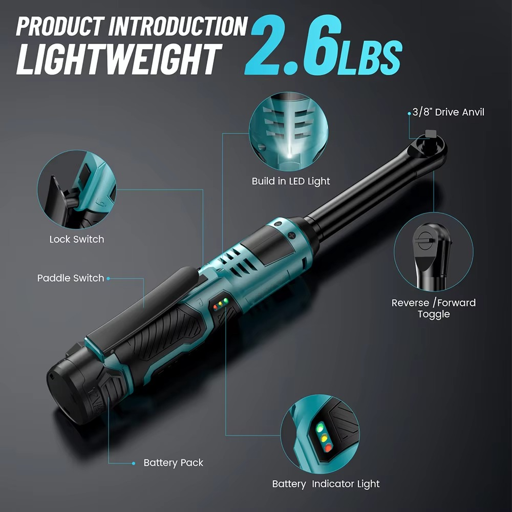 ProTorque Electric Ratchet Wrench with Extended Reach