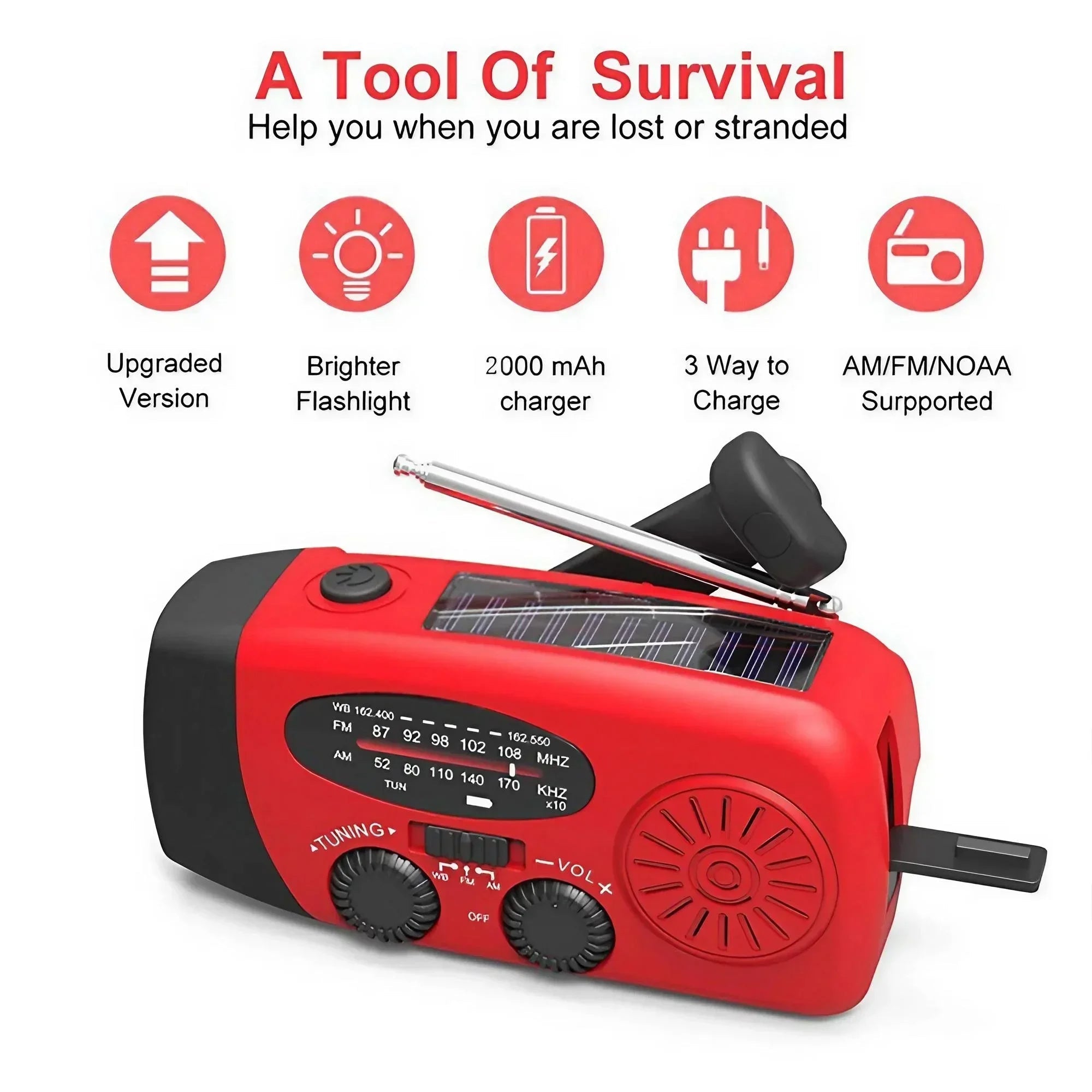 All-in-One Emergency Radio with Power Bank & Bright Flashlight