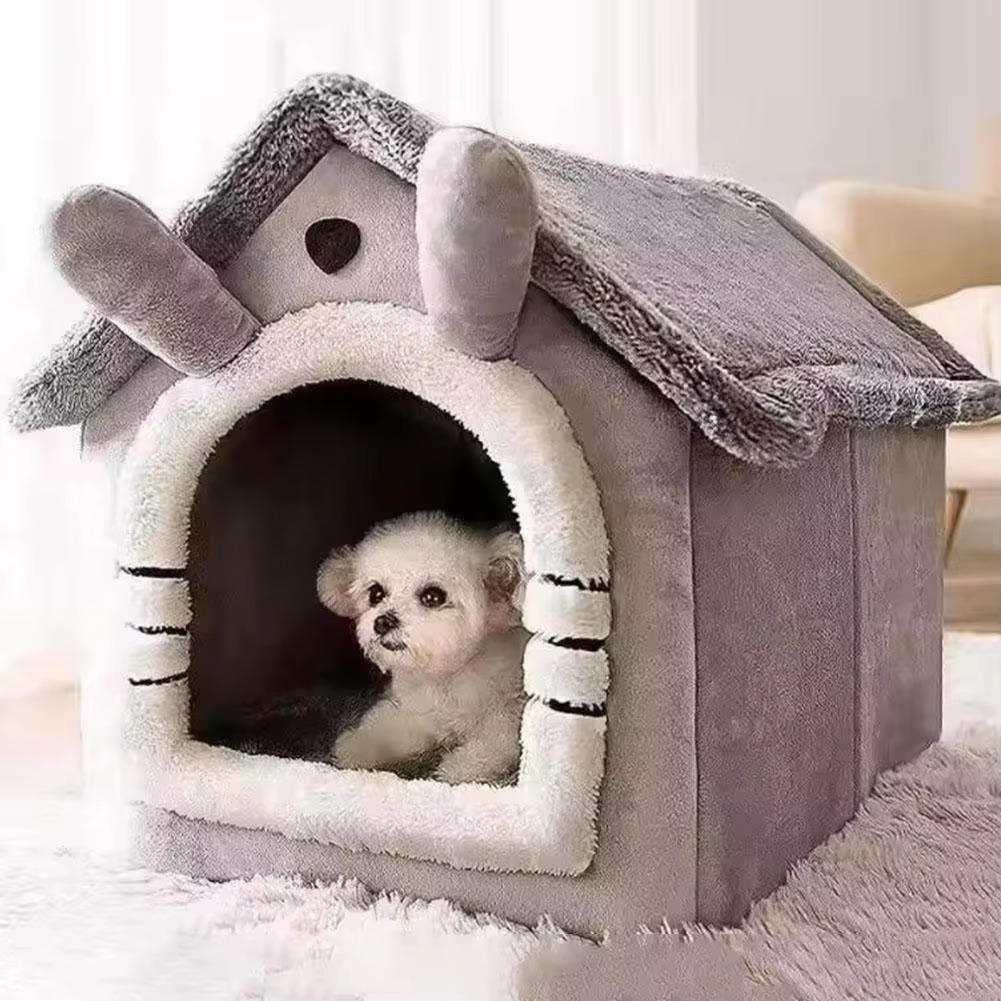 Cozy Indoor Cat Retreat with Bear Ears Design
