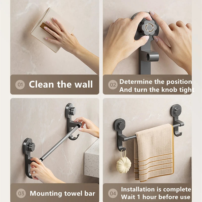 Suction-Cup Towel Holder for Effortless Bathroom Organization