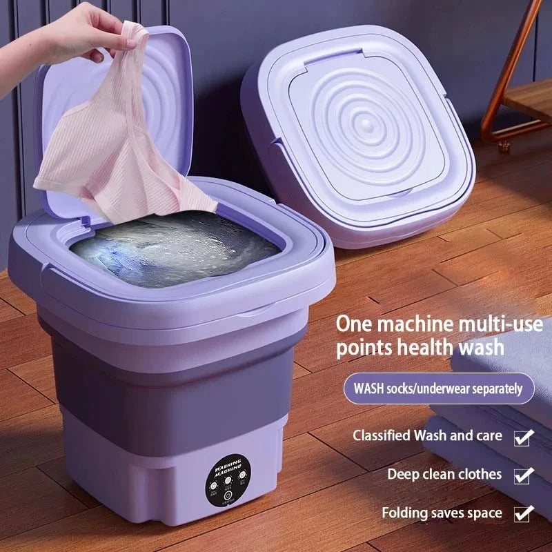 Compact Folding Laundry Solution with Integrated Spin Dryer