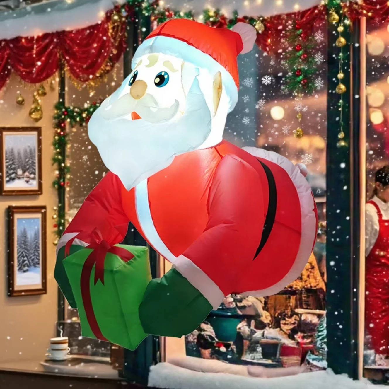 Festive Inflatable Climbing Santa for Outdoor Display