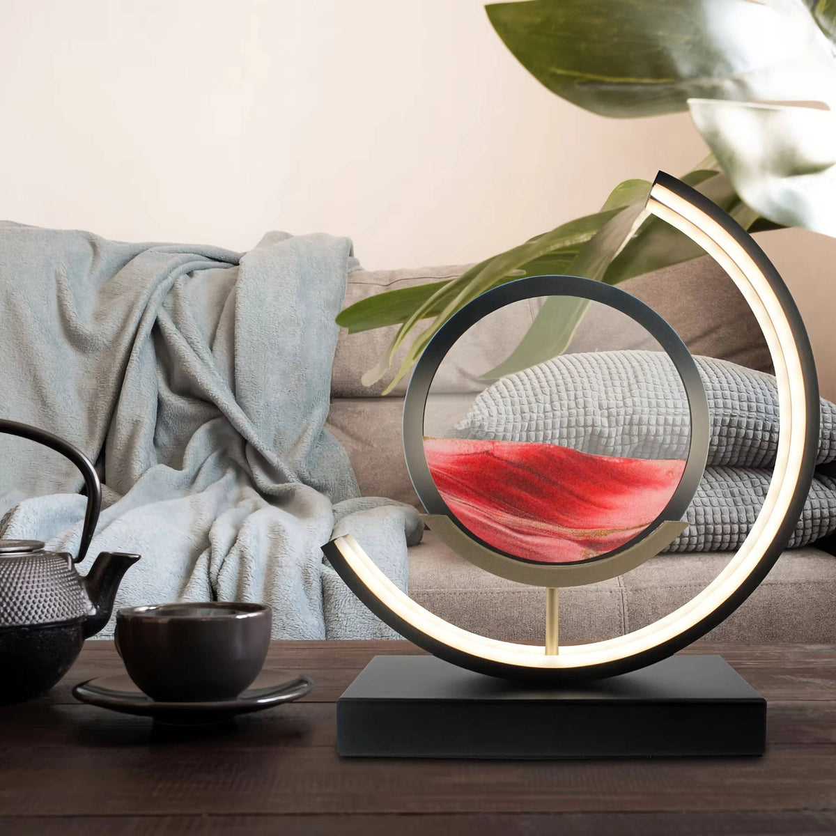 Fluid Sandscape Lamp – 17.3-Inch Rotating Kinetic Art with Adjustable Lighting