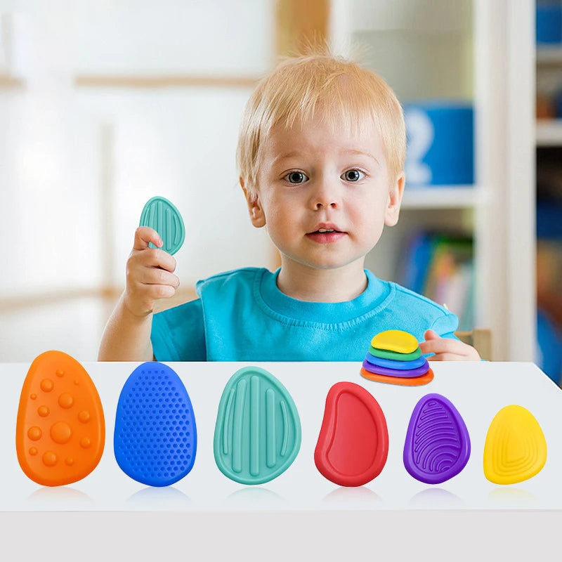Set of 6 Calming Silicone Fidget Stones for Stress Relief
