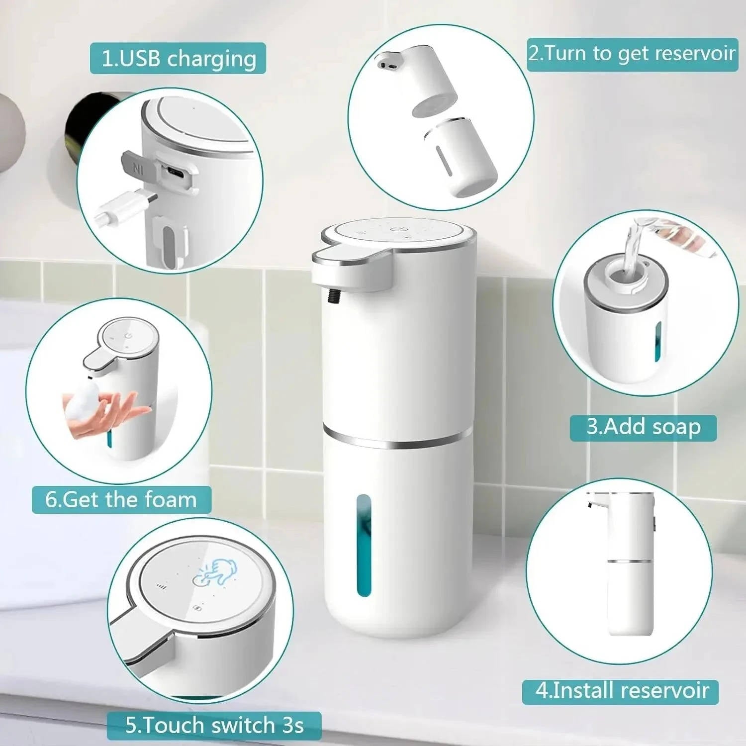 Touch-Free Foam Soap Dispenser with USB Charging