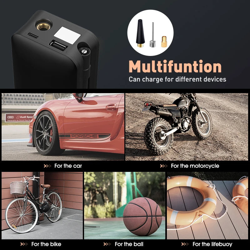Compact Air Pump with Rechargeable Battery for All Tires
