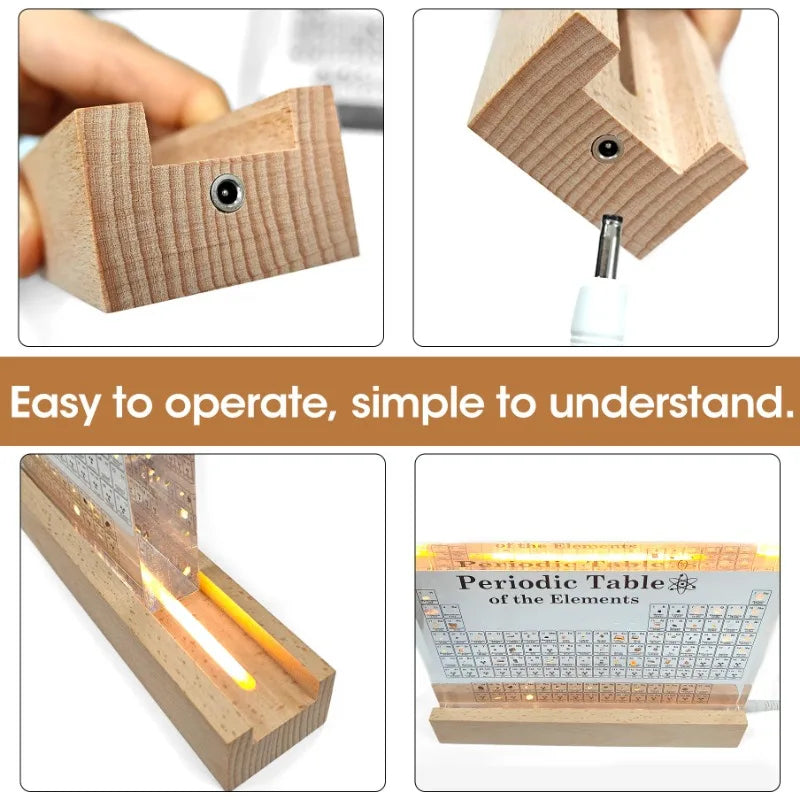 Illuminated Acrylic Element Display on Premium Wooden Base