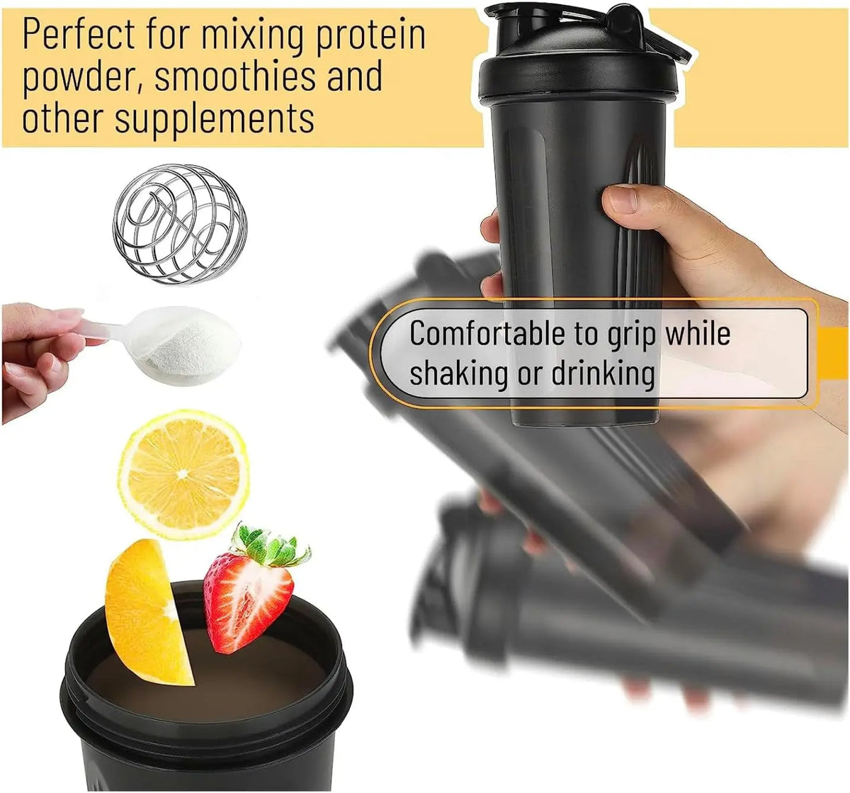 600ml No-Spill Protein Mixer Bottle with Blend Ball
