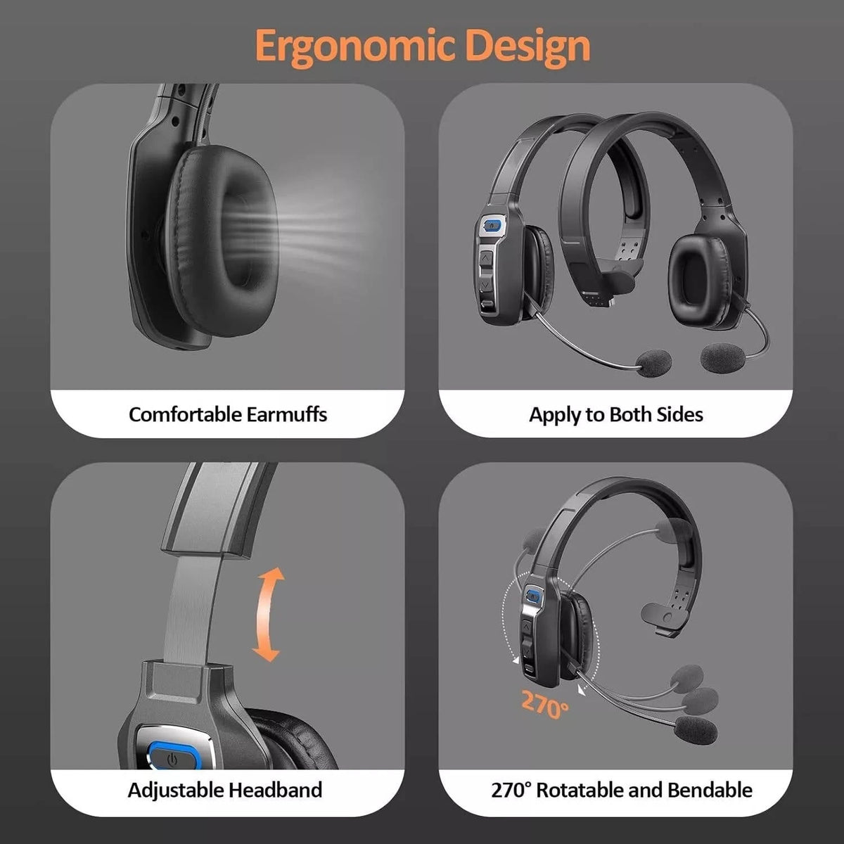 DriveTalk Wireless Headset with Noise Cancellation & 35H Battery