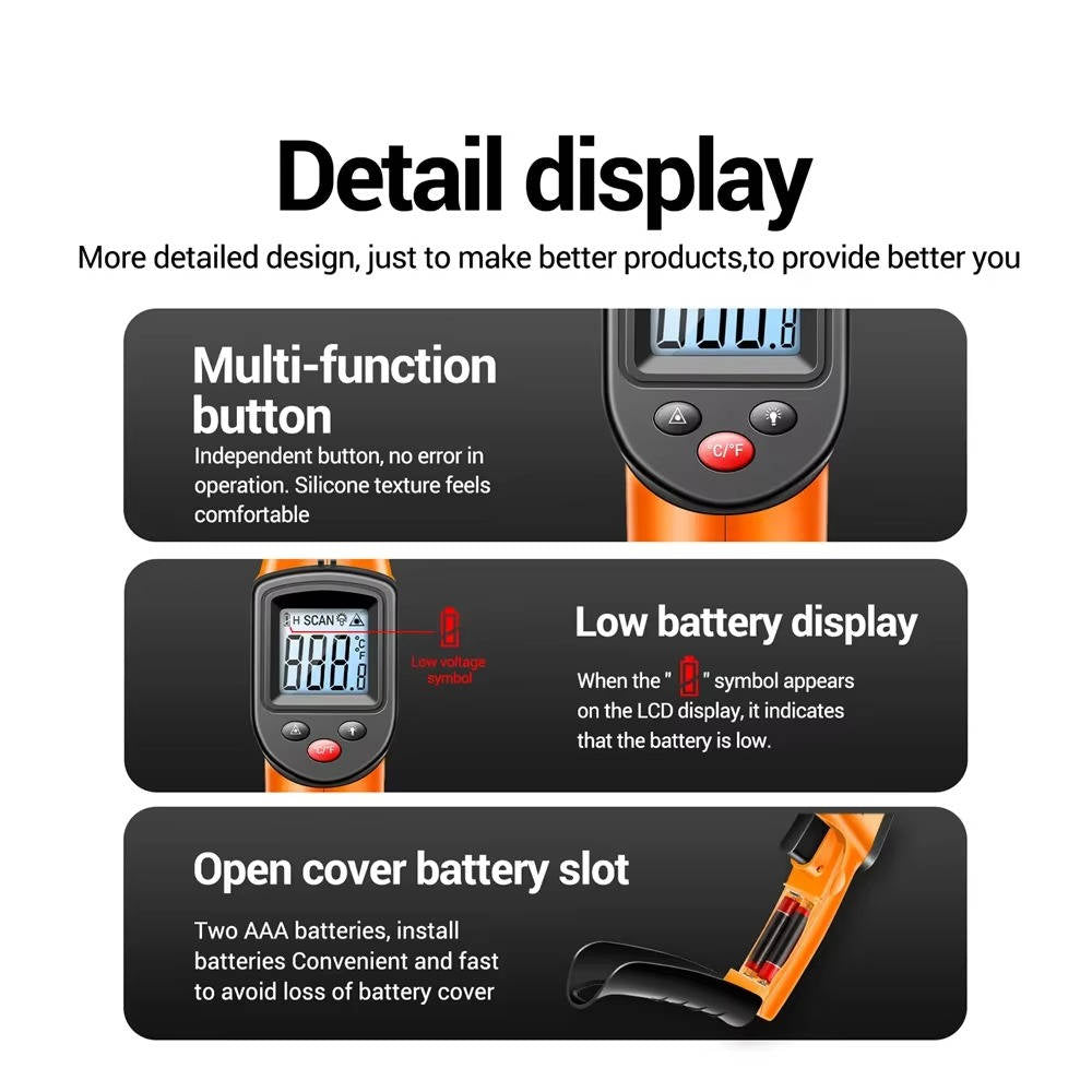 Precision Infrared Temperature Gun for Effortless Cooking