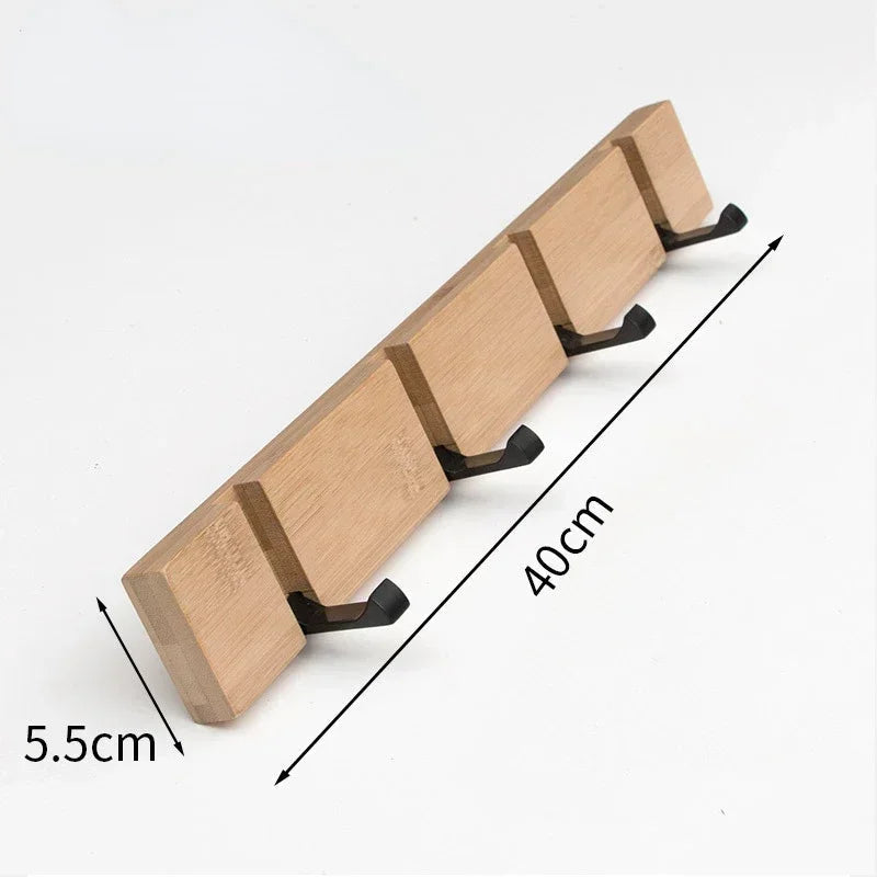 Sleek Bamboo Wall-Mounted Organizer with Discreet Hook