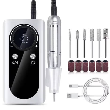 ProNail Precision Electric Drill – 45,000 RPM Rechargeable E-File with LCD and USB-C Charging