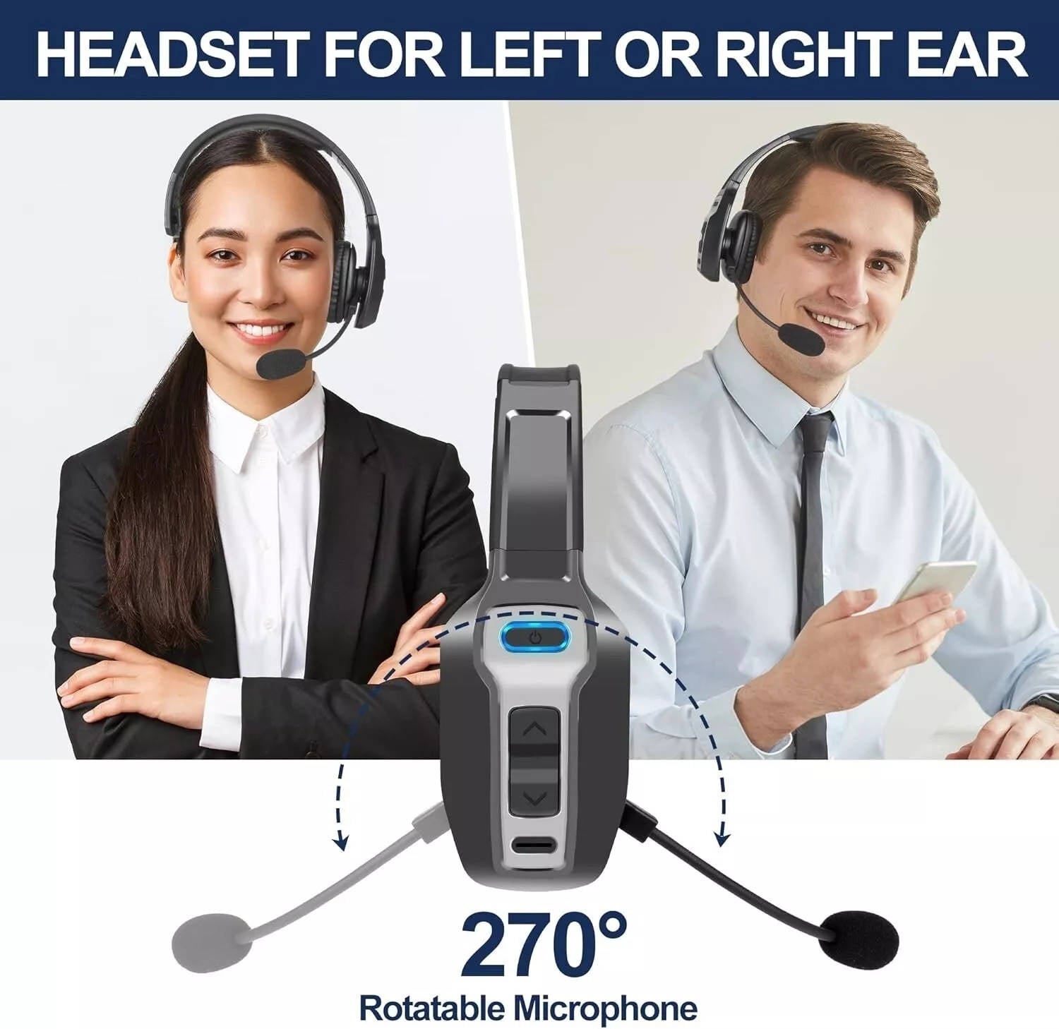 DriveTalk Wireless Headset with Noise Cancellation & 35H Battery