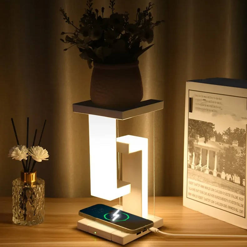 Magnetic Floating Lamp with Integrated Wireless Charging