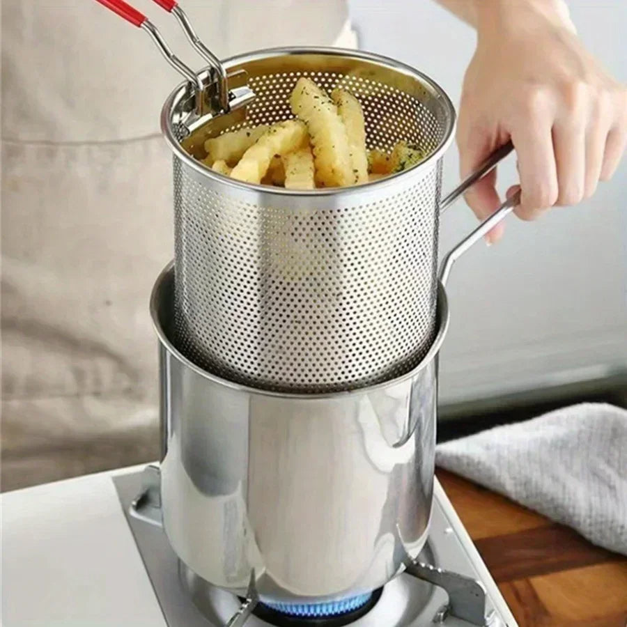 Compact 1200ML Fryer Pot with Oil Strainer