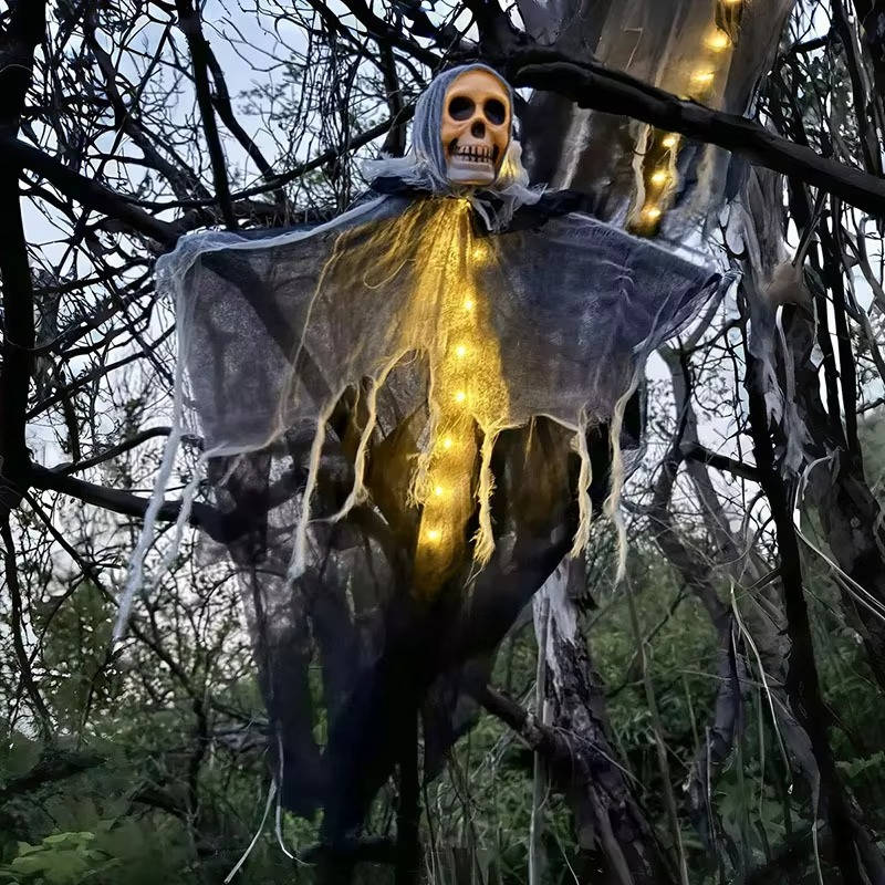 Eerie Glow Skull Halloween Outdoor Decor - Set of Two