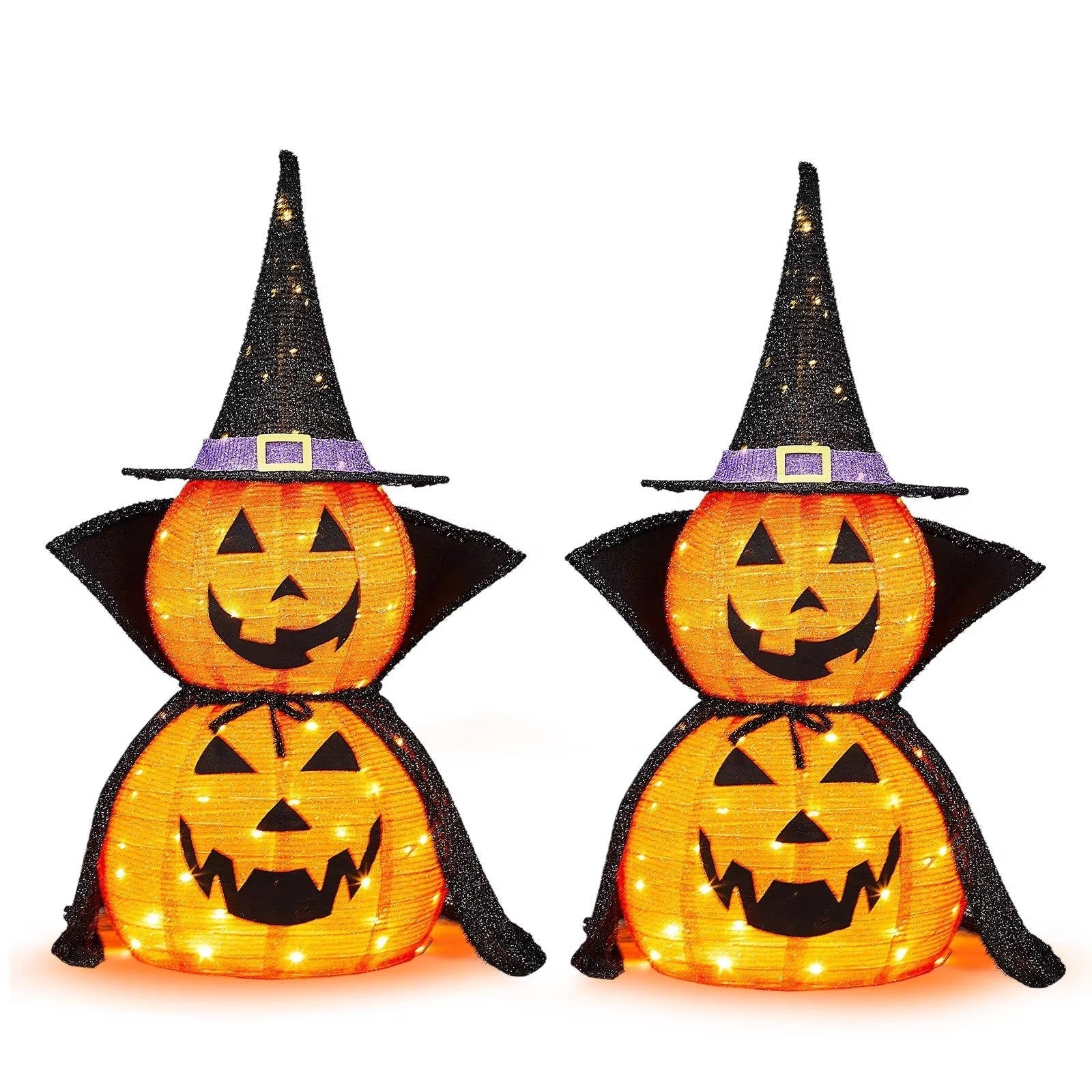 Set of 2 LED-Illuminated 3ft Outdoor Pumpkin Decorations