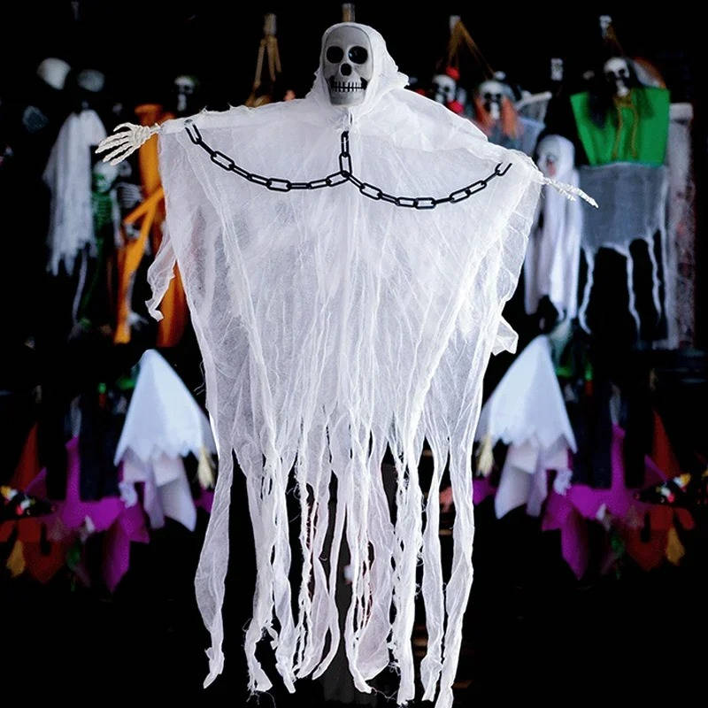 Chilling Hanging Specter Decorations with Skull Faces