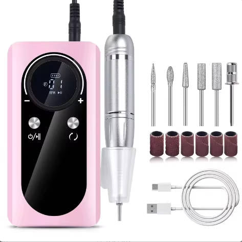 ProNail Precision Electric Drill – 45,000 RPM Rechargeable E-File with LCD and USB-C Charging
