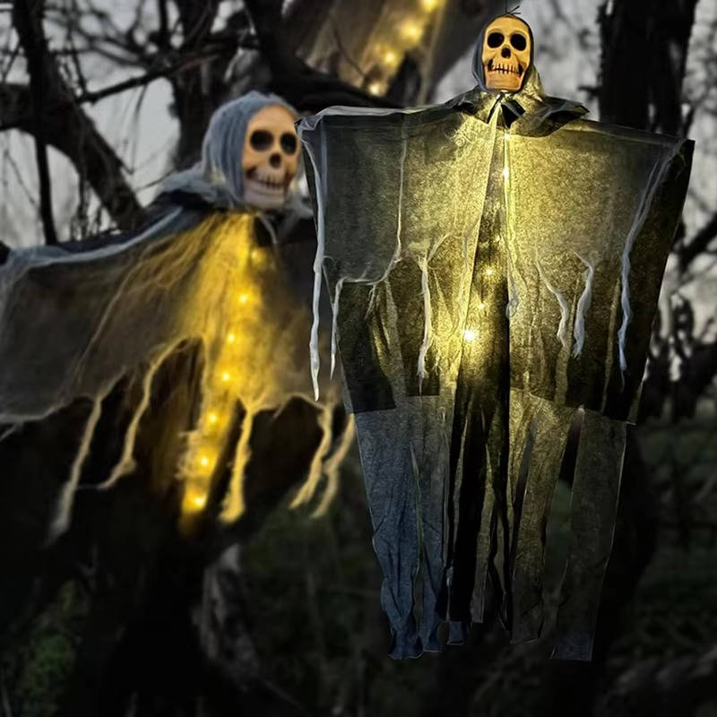 Eerie Glow Skull Halloween Outdoor Decor - Set of Two
