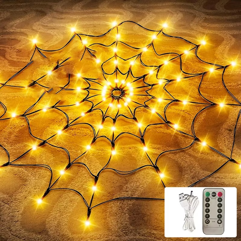 Creepy Glow Halloween Web Light Display