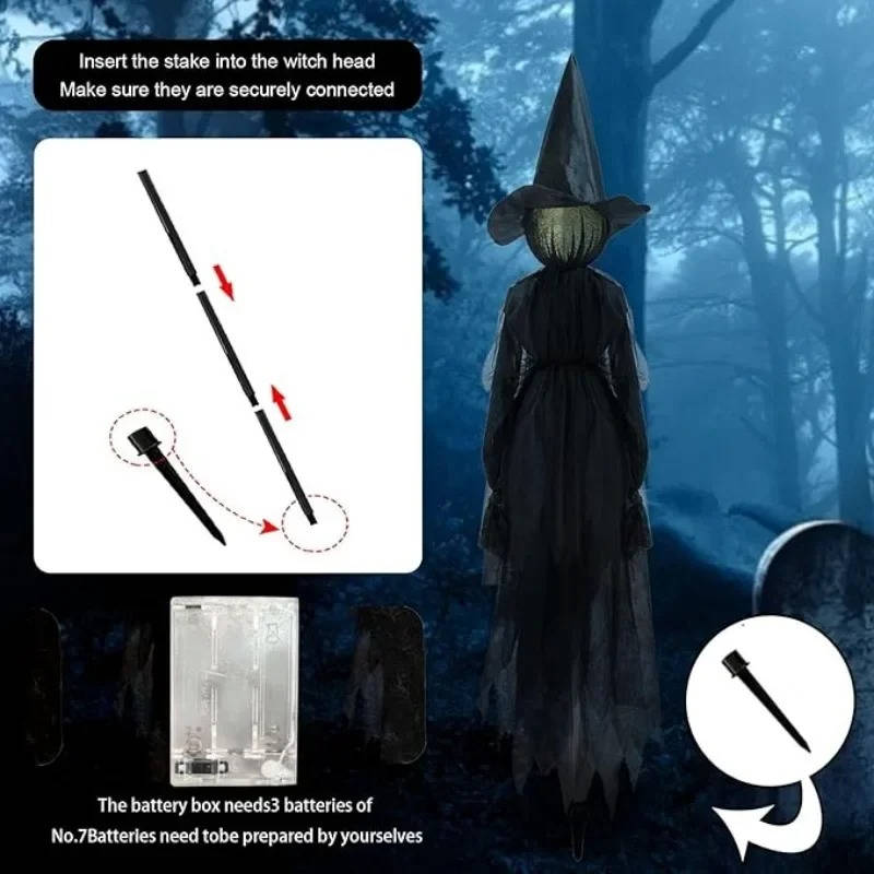 Set of 3 Spooky Interactive Witch Decorations for Halloween