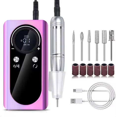ProNail Precision Electric Drill – 45,000 RPM Rechargeable E-File with LCD and USB-C Charging
