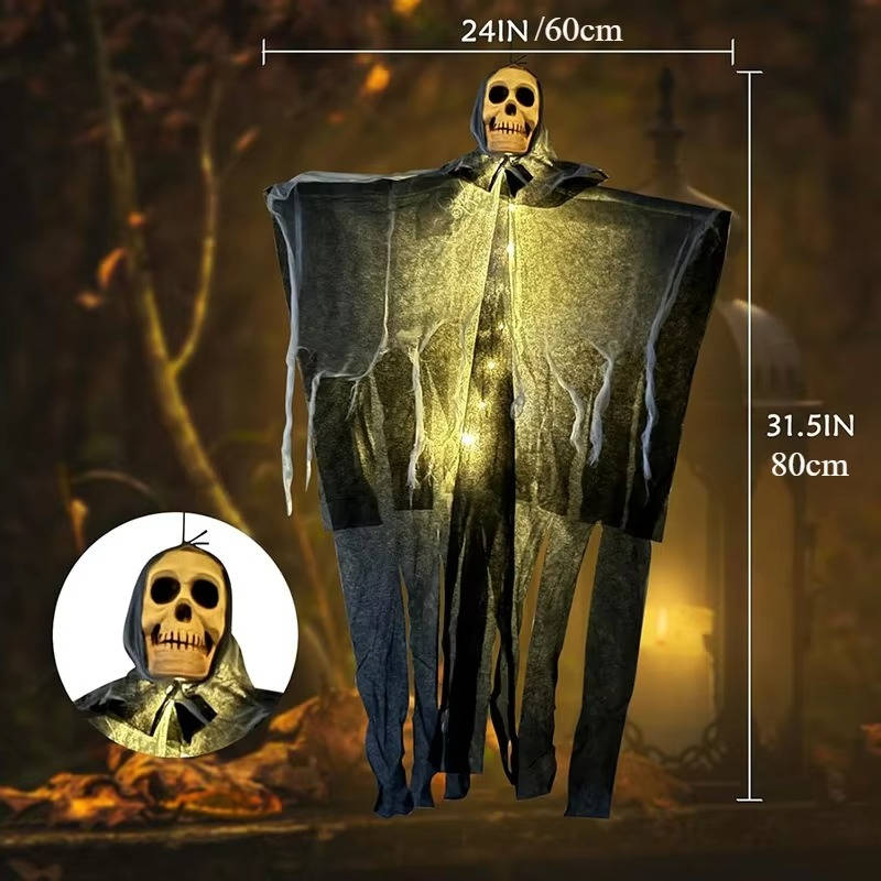 Eerie Glow Skull Halloween Outdoor Decor - Set of Two