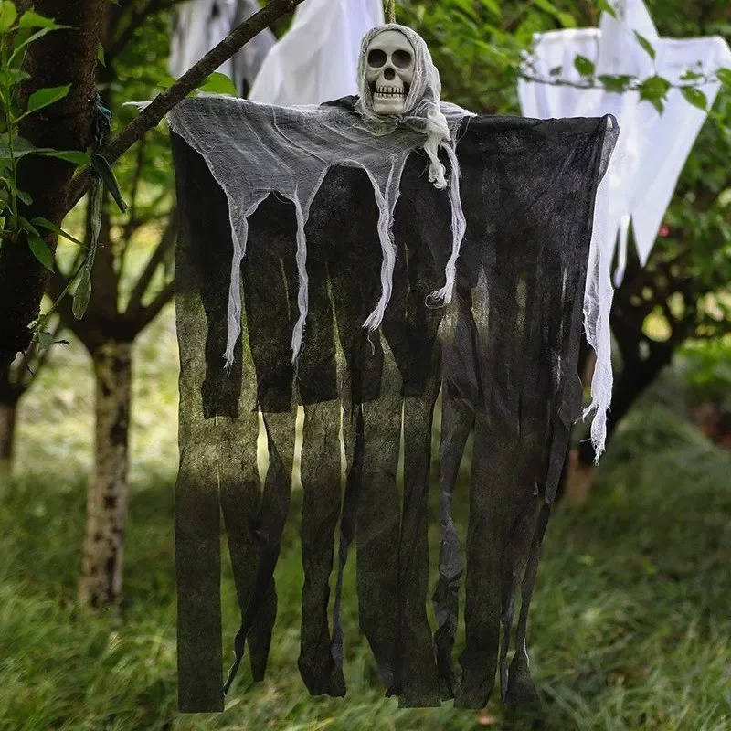 Chilling Hanging Specter Decorations with Skull Faces