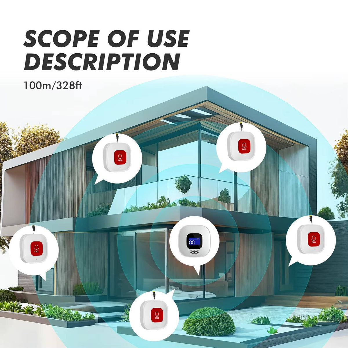 Senior Safety Alert Button – 328FT Wireless Caregiver System