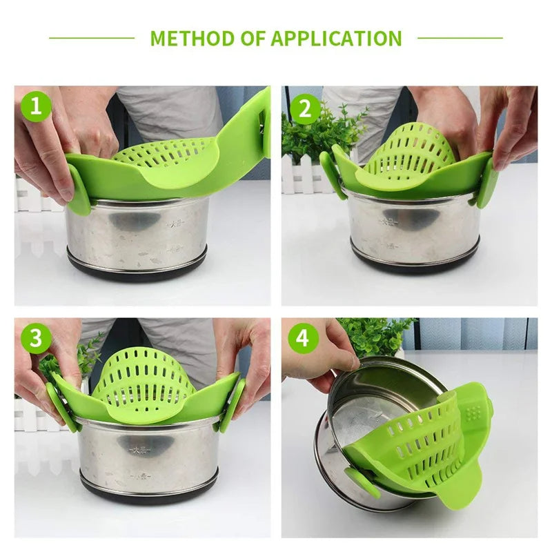 SmartClip Silicone Pot Strainer – Effortless Draining Solution