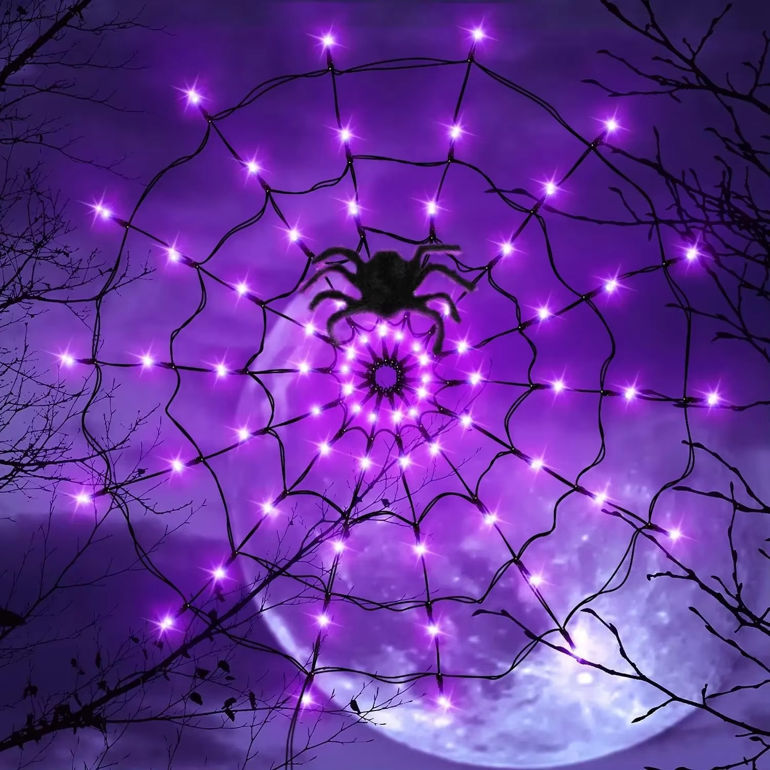 Creepy Glow Halloween Web Light Display