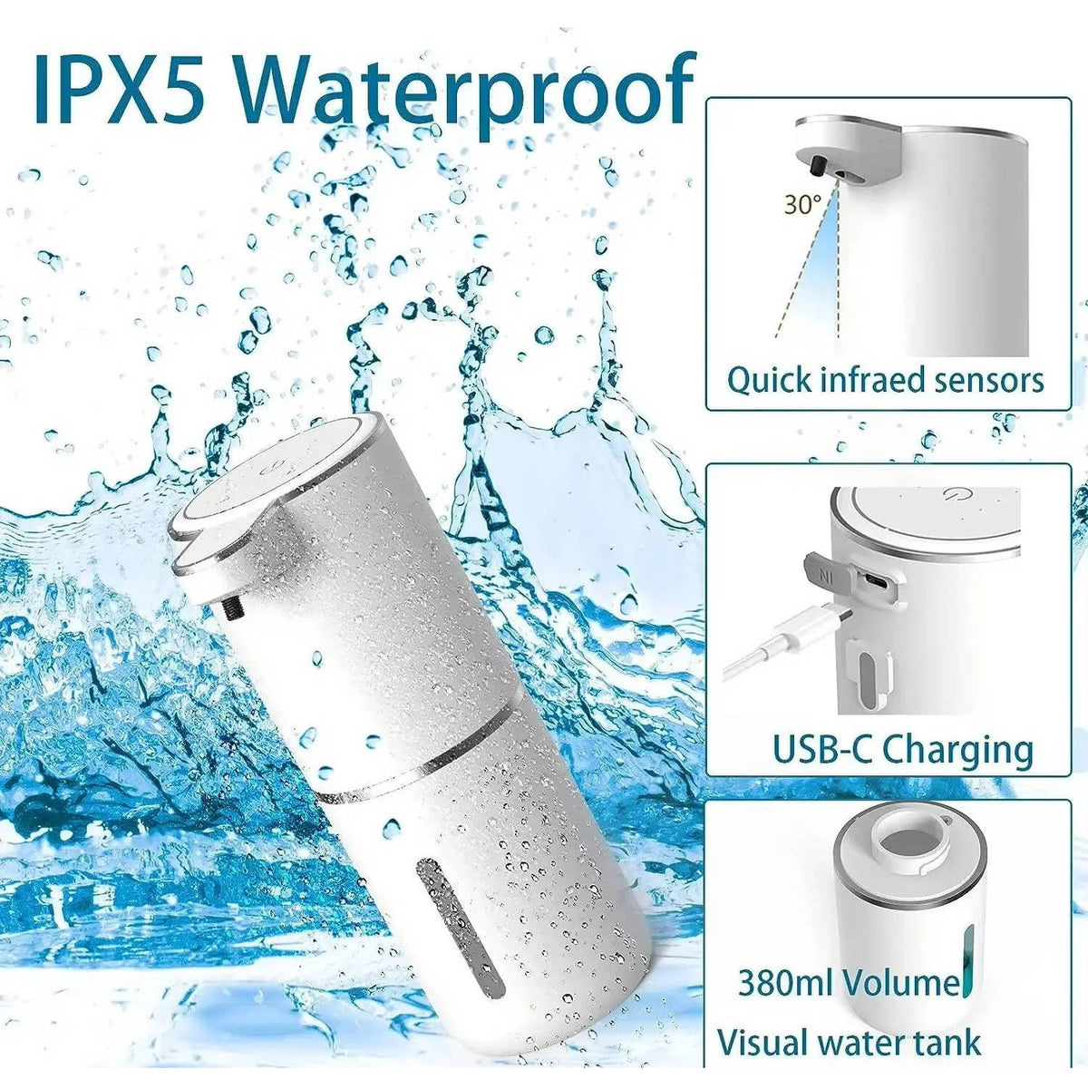 Touch-Free Foam Soap Dispenser with USB Charging