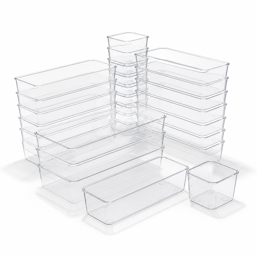Multi-Size Plastic Drawer Organizer Set