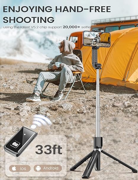 Versatile 6-in-1 Bluetooth Selfie Stick with Adjustable Light