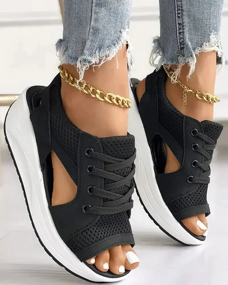Stylish Lace-Up Cutout Comfort Sandals for Any Occasion