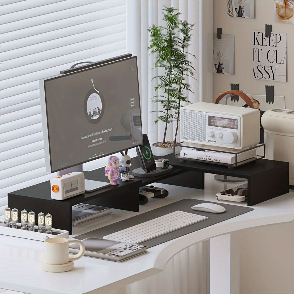 ElevatePro - Dual Monitor Stand with Laptop Shelf and Organizer