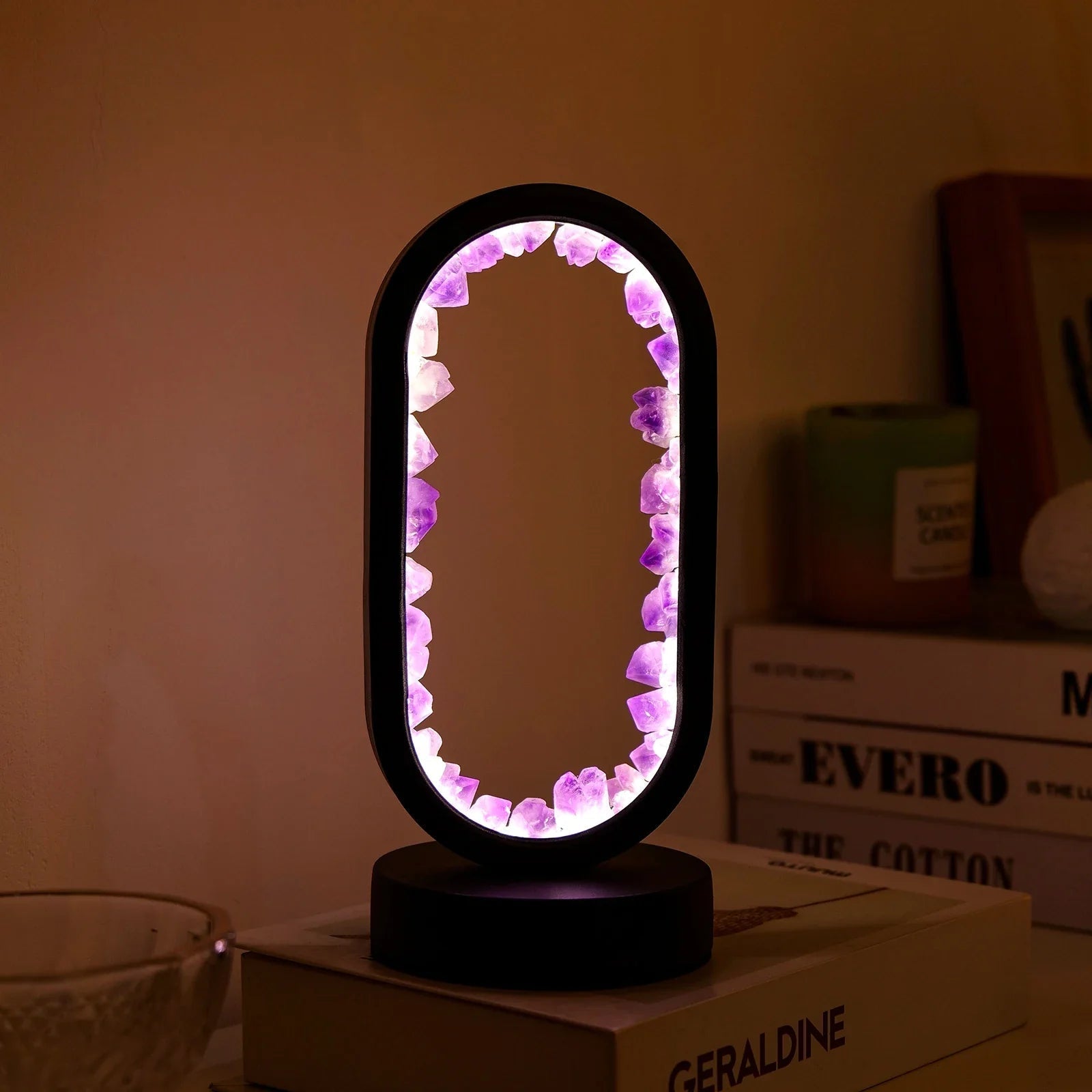 Natural Amethyst Table Lamp - Artisan Crafted