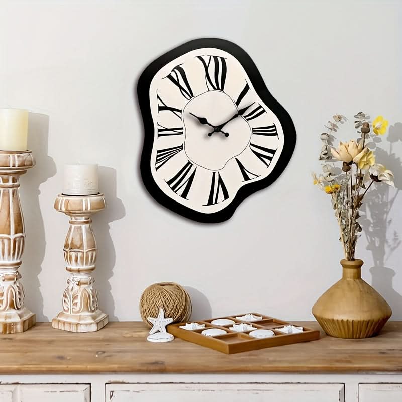 Artistic Silent Wood Wall Clock with Roman Numerals
