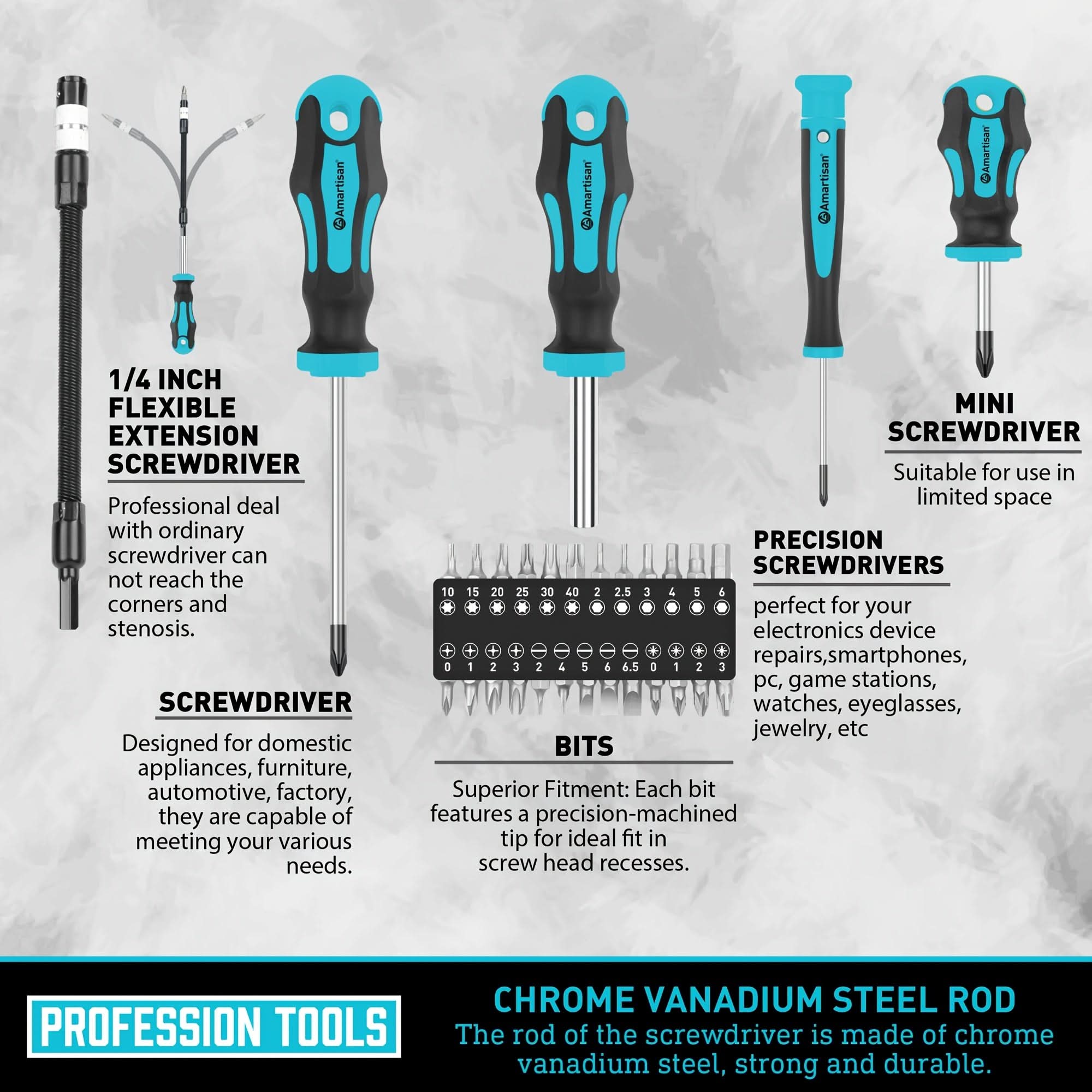 PrecisionPro – 43-Piece Magnetic Screwdriver Set for All Tasks
