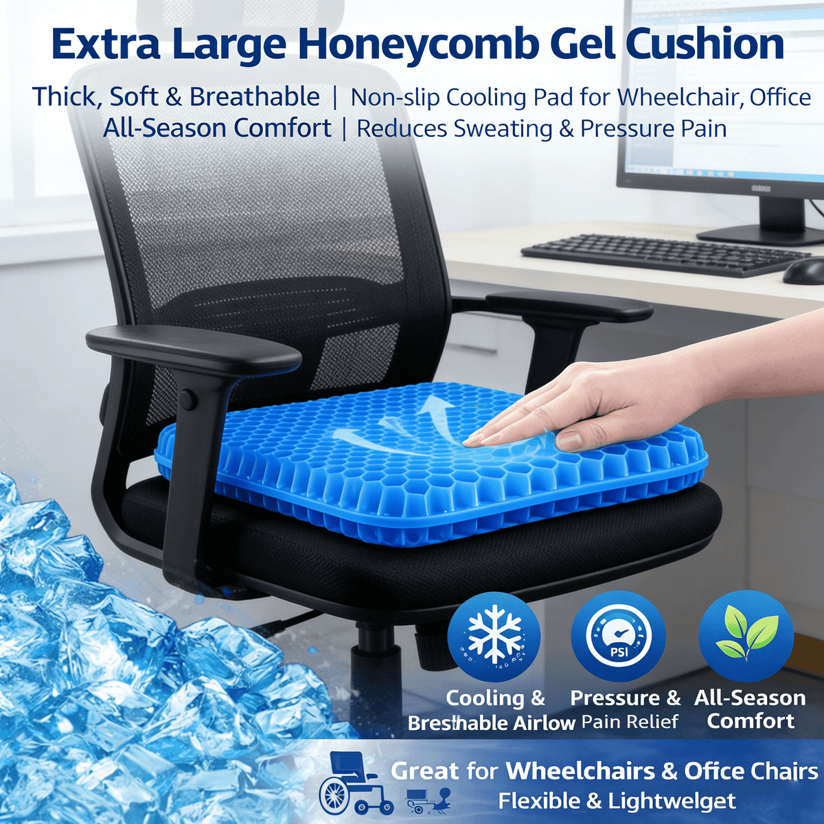 BreezeSeat – Oversized Cooling Comfort Cushion