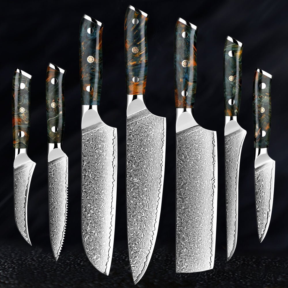 Damascus Steel Knife Set – Japanese Style